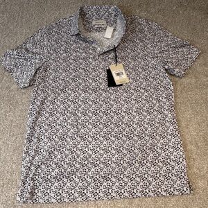 Bugatchi Black and White Floral Polo Shirt